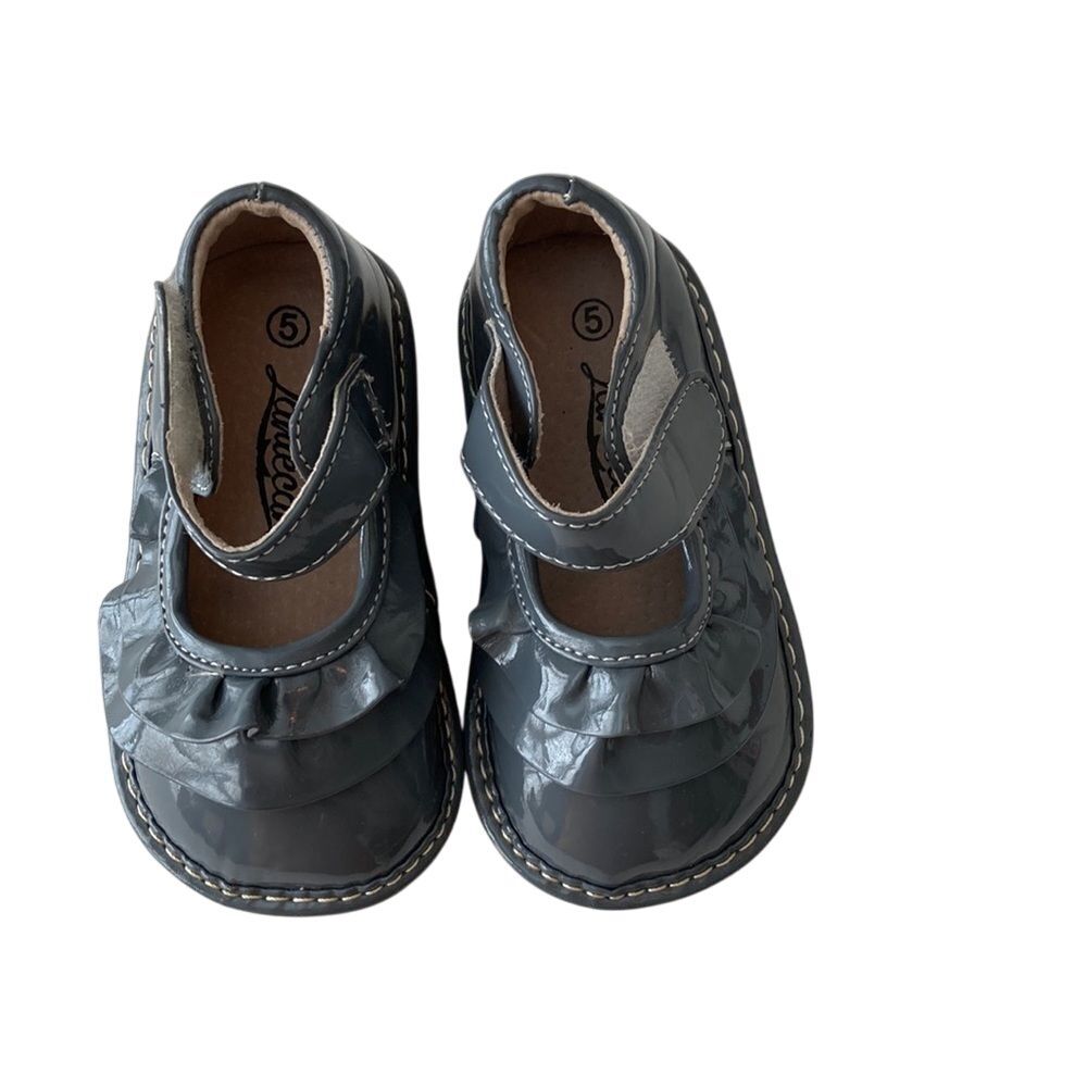 Laniecakes Girl's Patton‎ Alligator Mary Jane with Ruffle in Grey Size 5